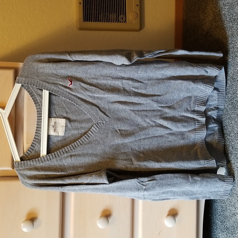 Hollister Grey V-neck Sweater